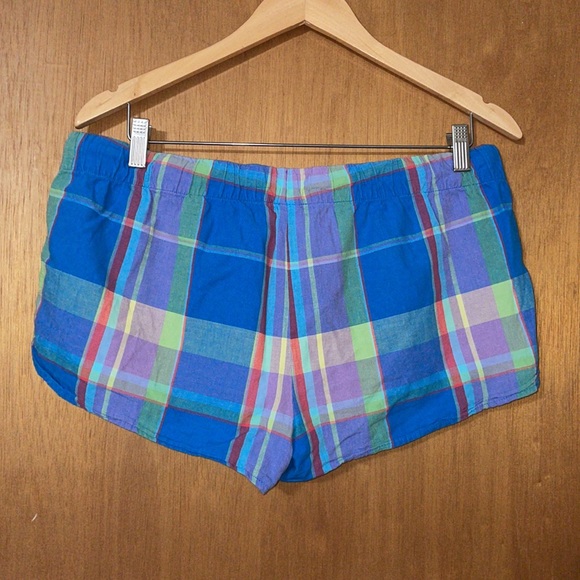 •OLD NAVY•BLUE PLAID PAJAMA SHORTS W/ ELASTIC WAISTBAND & DRAWSTRING SIZE LARGE - Picture 3 of 7